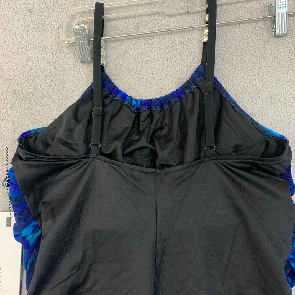 NWT Magicsuit One Piece Swimsuit Women's 16 Blue Nylon Spandex Drape Front - Picture 9 of 11